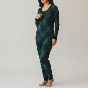 OLD NAVY · WOMEN'S PLAID WAFFLE-KNIT ONESIE PAJAMAS -